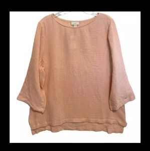 J. Jill Purejill NEW Textured Top Women's Large Soft Pink Cotton Casual Blouse